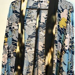 Floral Kimono with Black Trim
